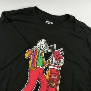 Fore Ever Mens Skeleton Golfer Graphic T Shirt Black Size XL Cotton